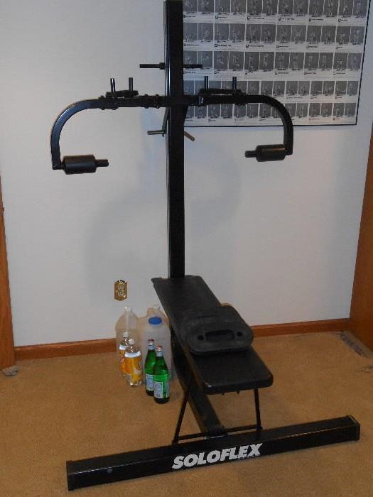 Lower Level-Exercise Room:  A SOLOFLEX men's full body workout machine.