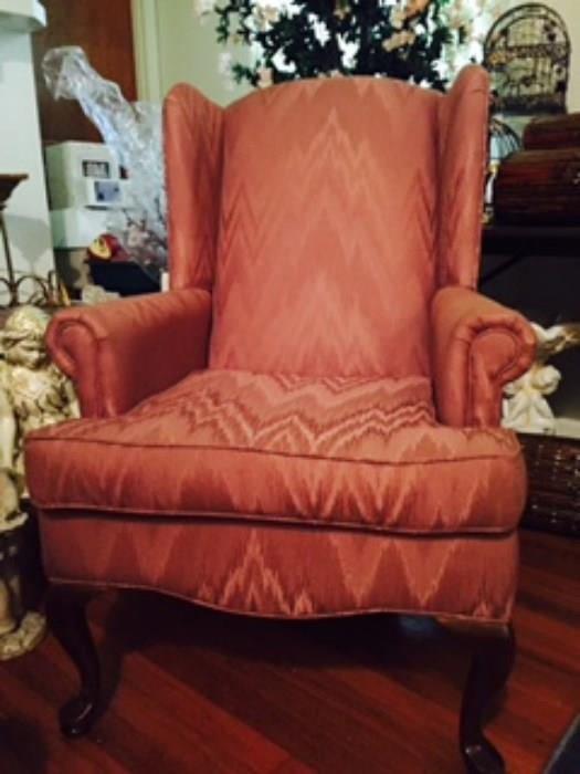 Rose wing chair - excellent condition
