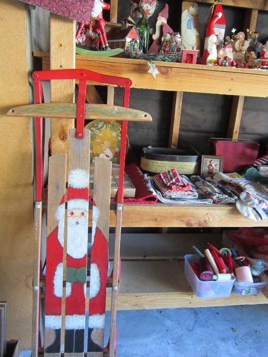 SLED ON HOLD W/ BID....1/2 off what is left of decor!!                                                We have shelves of hand painted holiday decor some old some new ....All festive!!
