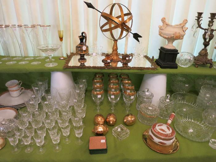 More Elegant Items. The Glasses In The Middle With the Gold Rims Are Tiffin Franciscan Westchester.