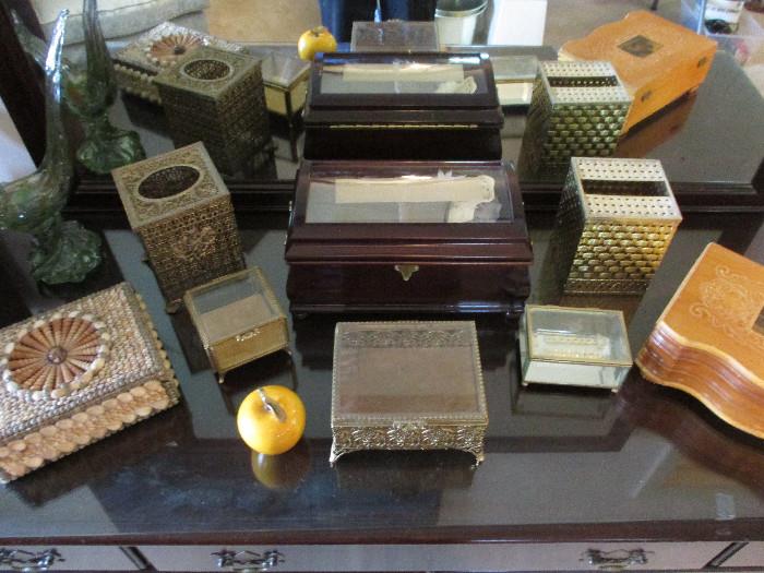 Ormolu Filigree Trinket Boxes, Kleenex Boxes, Jewelry Boxes