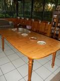 Large farmhouse style table with 6 chairs