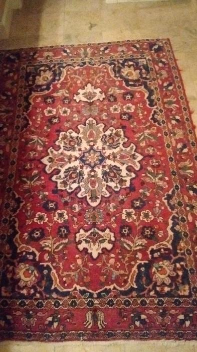 Appx. 5' x 7" Center Medallion Persian Rug, I believe it's hand-woven, unk. date. 