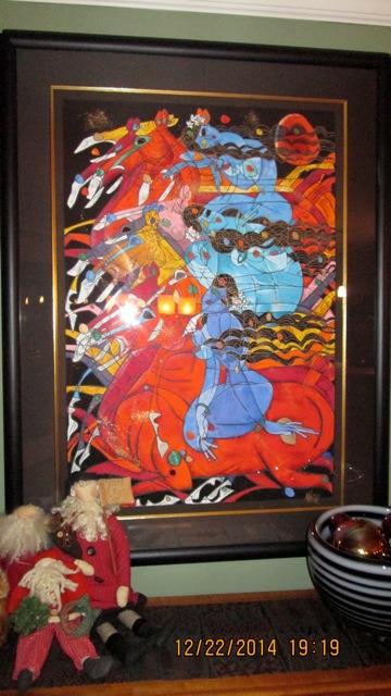 JIANG Tie-Feng "Running Horses" Deluxe edition 42/75;  April 1989, Serigraph, with provenance (one of his earlier works) size 43w x 57h, custom framed w/acrylic glass.