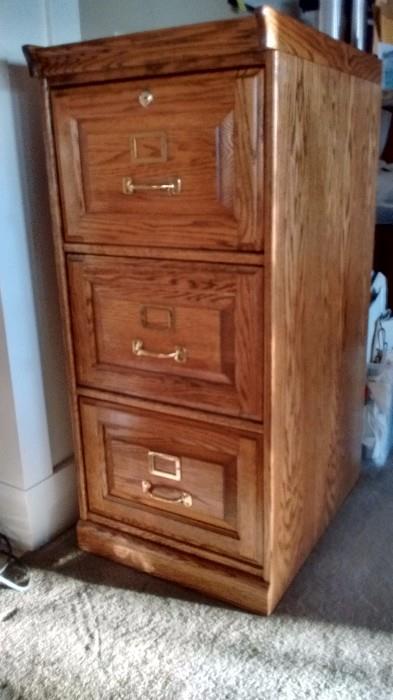 3-drawer Oak File Cabinet, Legal or letter size (adaptable.)