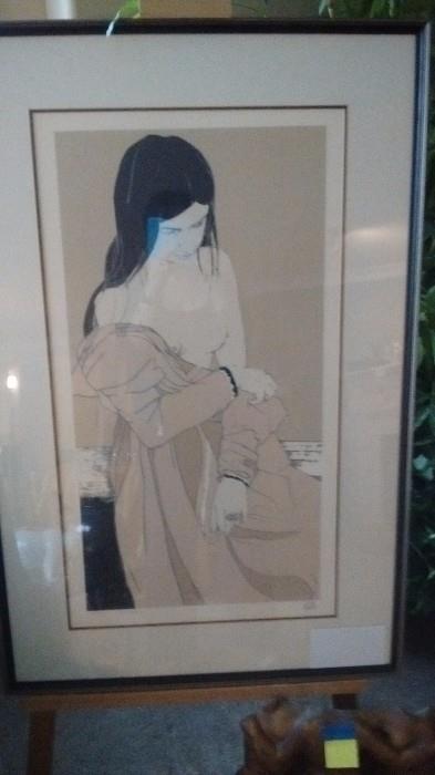 "Francesca" 197/250 Silk Screen Print, signed, 26 x 40, certif. 1972  (Artist ?  - Laguna Beach,Ca)