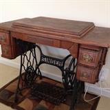 Antique vintage sewing machine, treadle, Singer