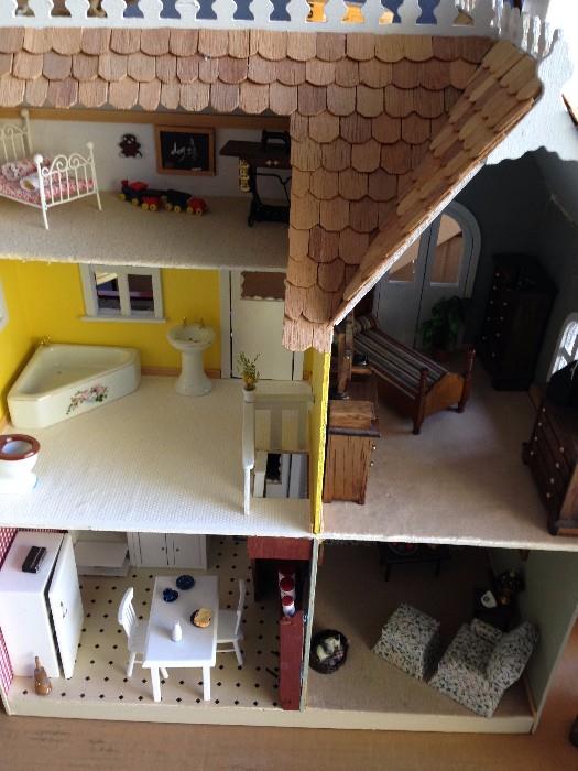 Handmade doll house, late 80s, will sell as one unit. Great Christmas present!