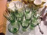 Beautiful green stemware, Depression glass? Tons of clear crystal stemware, Martini glasses, wine glasses, more!
