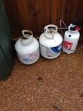 Two gas tanks, lawn sprayer
