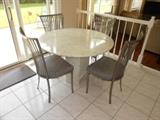Marble pedestal table, two pieces