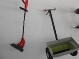 weed wacker and lawn fertilizer spreader