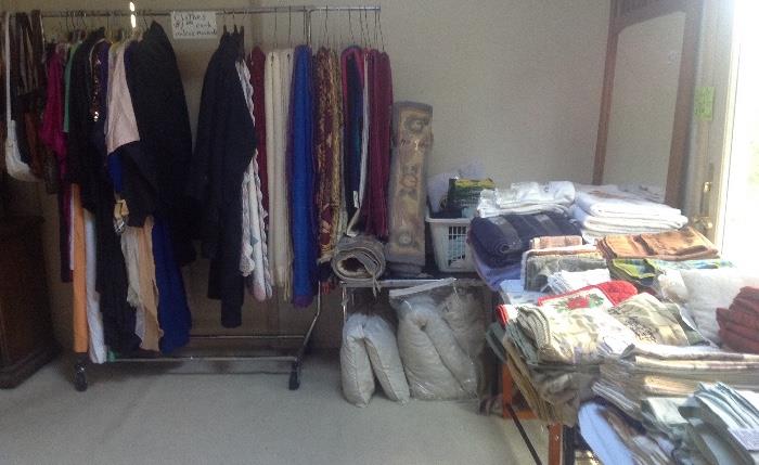 Some of the linens and clothes.