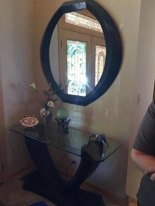 Foyer table, mirror