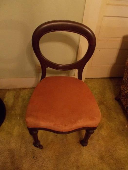 ANTIQUE Mahogany Balloon/Hairpin Back Upholstered Side Chair - 1 of 2 - will sell as a pair!!!!!!  PRETTY!!!!!!