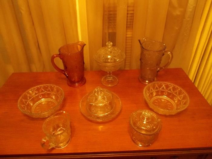8 REALLY NICE Pieces of PATTERN GLASS - have "teardrops" around the pieces - will try to fid the pattern name!!!