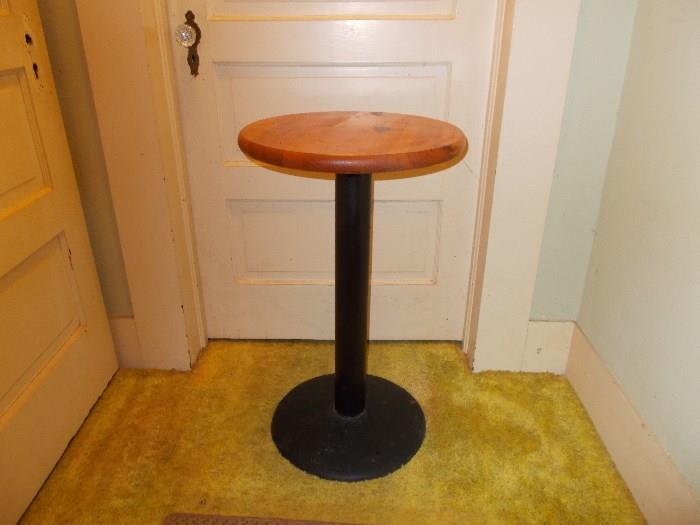 Solid Wooden Topped Table with HEAVY metal  Pedestal and Base - 17.5" across the top; 29.5" tall - NICE!!!!