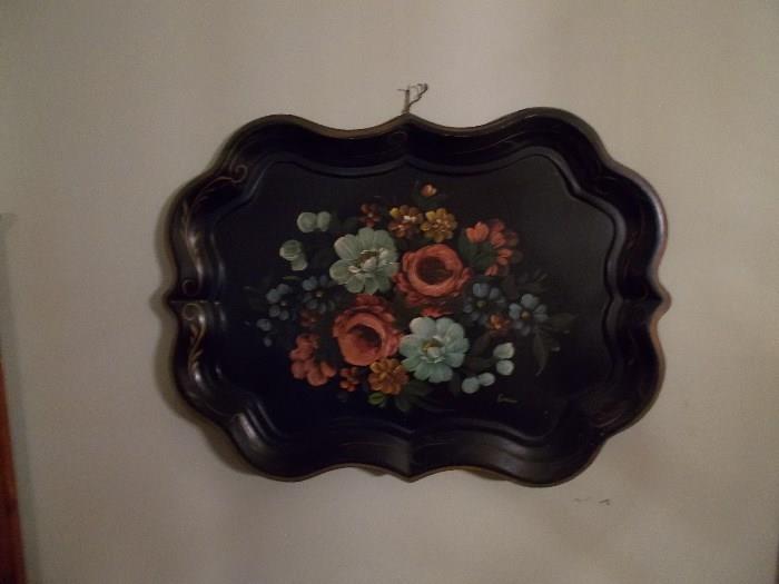 "Tole" Painted Floral Tray - 27" wide - 19" tall - Looks nice on the wall!!!!