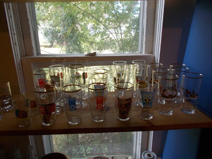 1972 Summer Olympics Beer Glasses - 23 of them - Sold Individually - different styles & sizes - GREAT for those who collect OLYMPICS memorabilia!!!!!!!