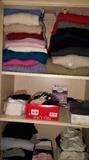 Cashmere sweaters anyone?   There is also a whole drawer of SPANX.  Like probably 25 or more?  Many in package.