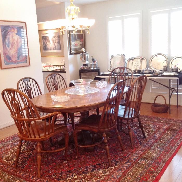 Dining Room - Drexler Heritage Table & Chairs, Rug, Silver Plate