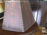 Art Deco embossed leather lamp shade