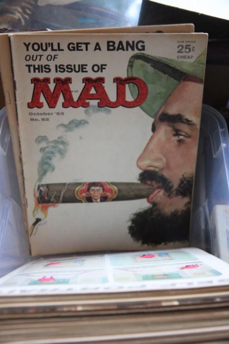 collection of Mad magazines from the early 1960s through 1970s.