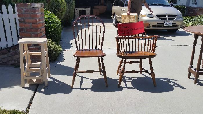 Vintage Fold out Stool/Step Ladder, 2 Sets of 4 each matched Dining Room Chairs (2 Styles)