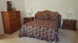 Bedroom Suite w/ Chest of Drawers, Triple Dresser, Nightstands, and Headboard