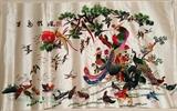Embroidered Silk Panels with Peacocks and Other Birds - Vibrant Colors!