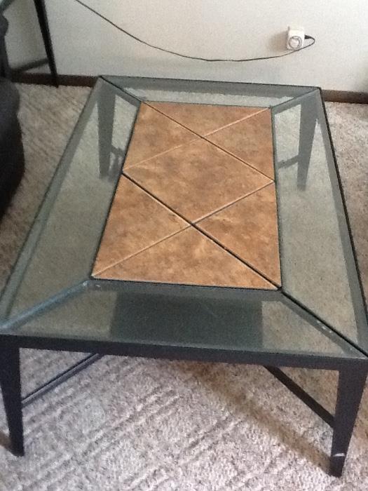 Glass coffee table. 