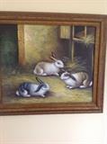 Rabbits, oil on canvas