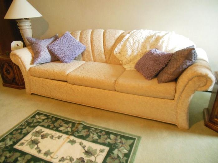 Couch ,pillows, lamps & rugs
