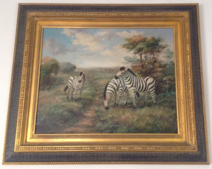 ...Framed "Zebras in Landscape"...
