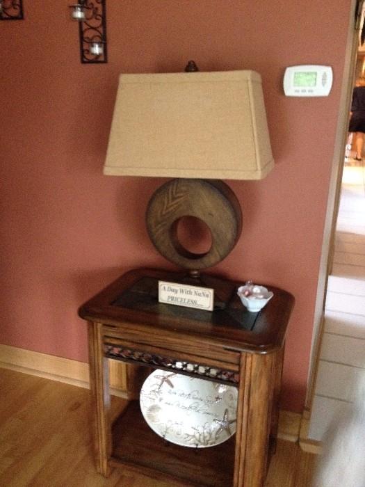 Darvin end table with hidden storage (1 of 2). Cool mod lamps (1 of 2)