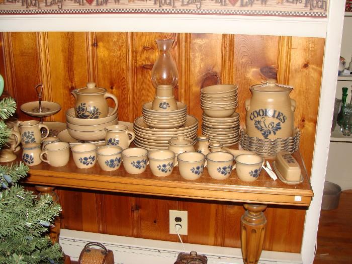 Set of Stoneware China including Cookie Jar, Lantern etc.
