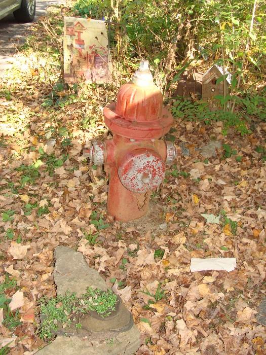 Antique Fire Hydrant in flower garden bed