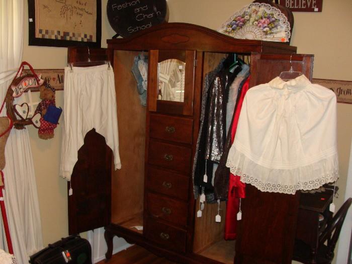 Beautiful antique dresser - wardrobe and vintage clothing