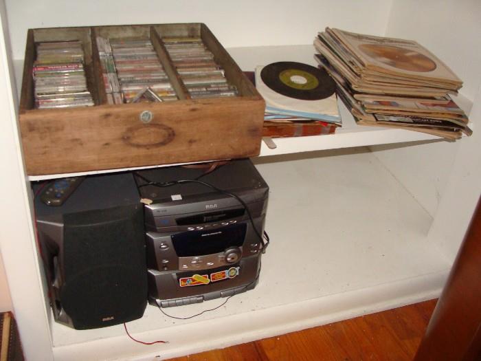 Vintage Vynyl Records, Cd's, Cassettes, Portable radio/players and more