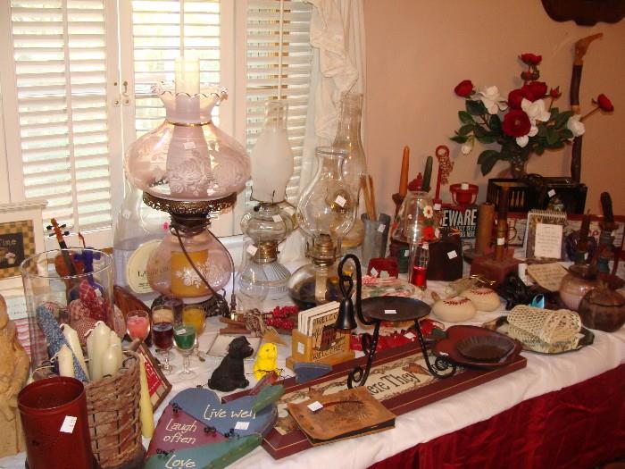 Vintage Oil Lamps and many collectibles