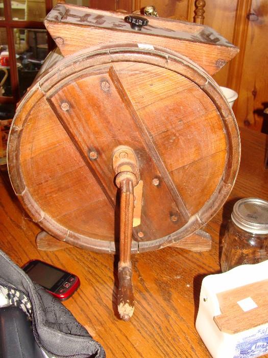 Large Antique Table Top Butter Churn