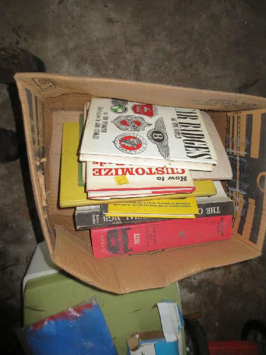 many old car books and magazines
