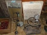 Washboards, press, and hat rack