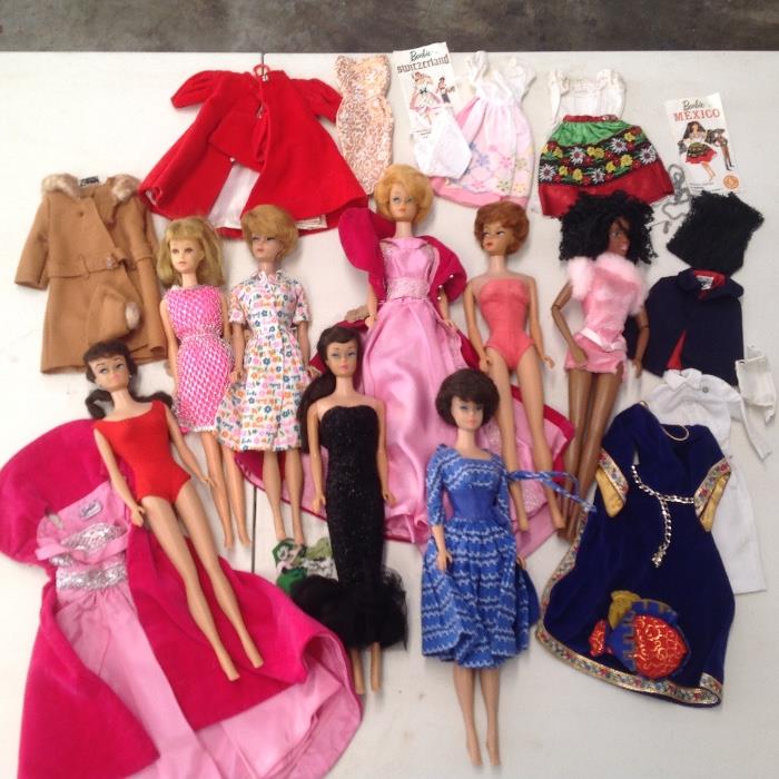 Old Barbies and Barbie clothing 