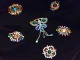 Old rhinestone pins