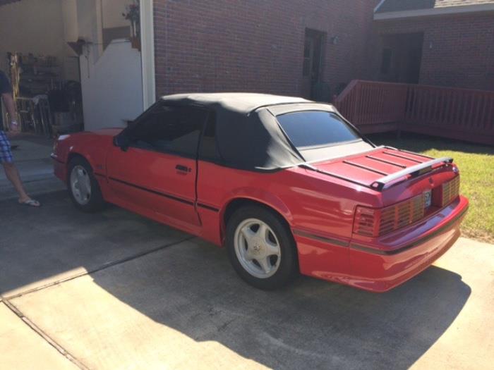 BID ITEM:   1990 Red convertible Mustang GT 5.0 - 106Kmiles - Upgrades include ALL NEW Paint, Tires, Exhaust, Headers, Tinted Windows, Updated to latest code refrigerant system.    HIGHEST OFFER ABOVE RESERVE OF $8500 Wins!   See notes above for instructions to submit offers.   