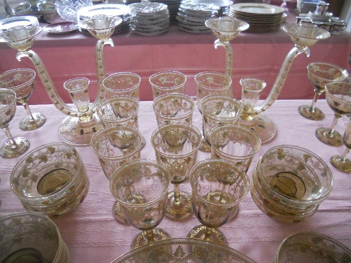 Venetian Glass service with fine enamel decoration