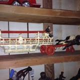 Large Assortment of Vintage Toys; including a 1940's Radio Flyer Wagon, Hubley Race Cars,  Fire Trucks and many, many more!