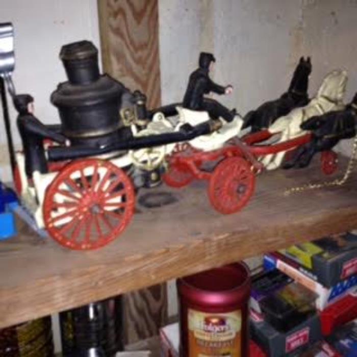 Large Assortment of Vintage Toys; including a 1940's Radio Flyer Wagon, Hubley Race Cars,  Fire Trucks and many, many more!