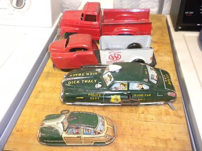 Large Assortment of Vintage Toys; including a 1940's Radio Flyer Wagon, Hubley Race Cars,  Fire Trucks and many, many more!